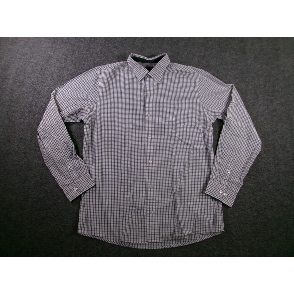 Van Heusen Shirt Men Medium Pink Gray Check Slim Fit Classic Office Work Studio
